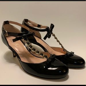 RED Valentino Black Patent Leather Bow Shoes Heels